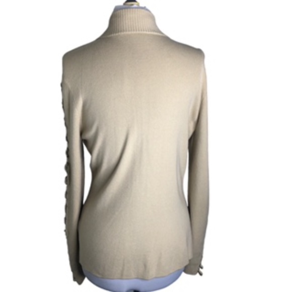 No Label Full Zip Faux Laced Sleeves and Side Front Mock Collar Sweater Size L - Picture 5 of 7